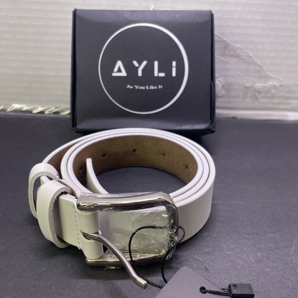 Ayli Womens Jean Belt Size 27 White Belt Silver Buckle